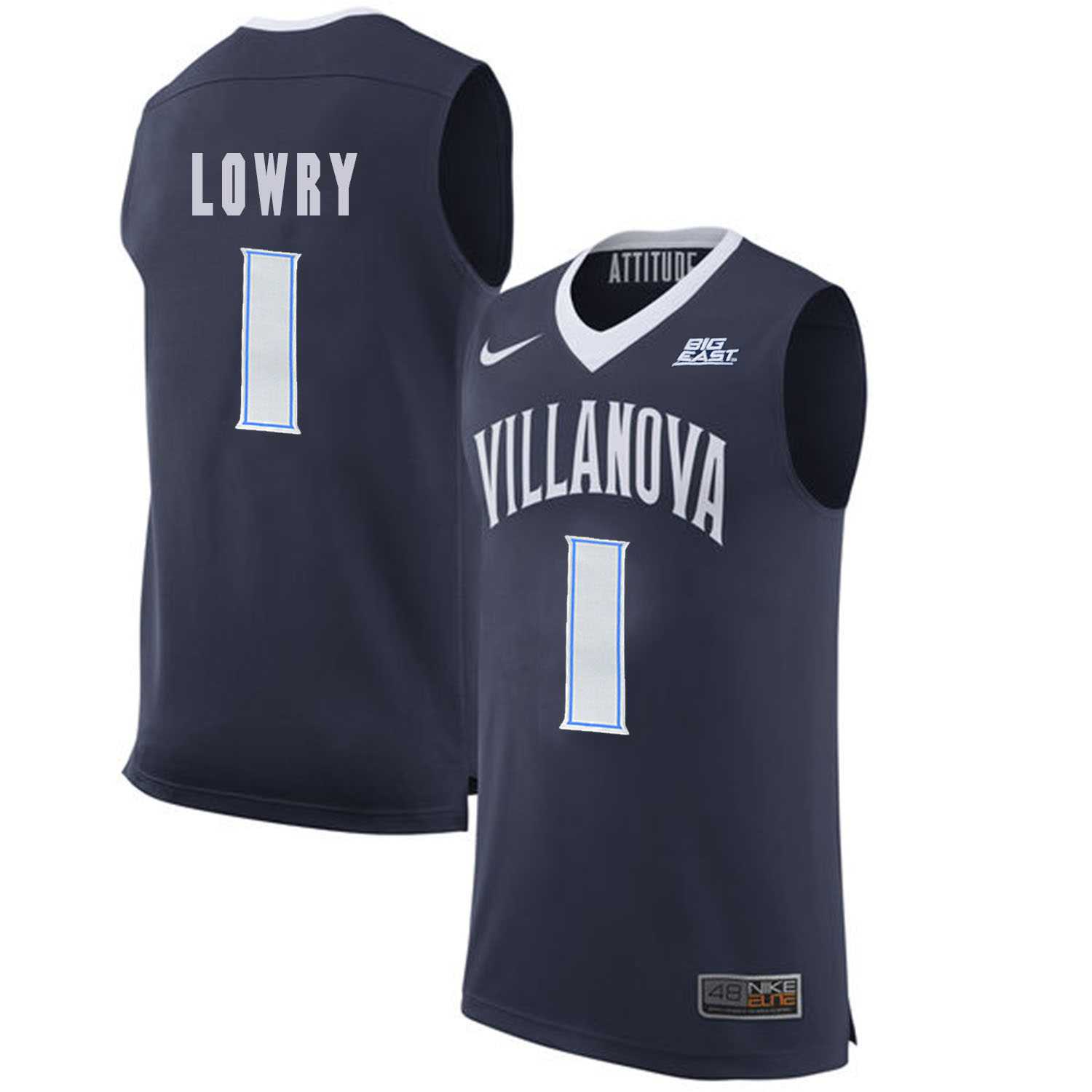Villanova Wildcats #1 Kyle Lowry Navy College Basketball Elite Jersey